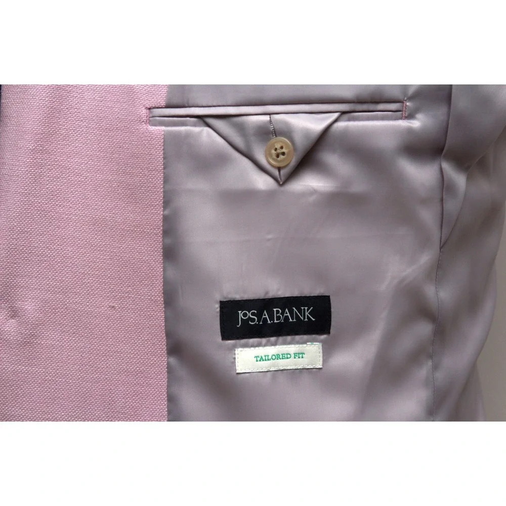 Jos A Bank‎ 40L Mens Textured Solid Sport Coat Pink Solid NWT E03339 - Picture 10 of 11